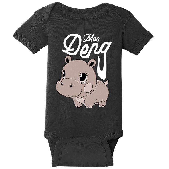 Cute Baby Hippo Moo Deng Cute Hippopotamus Moo Deng Baby Bodysuit