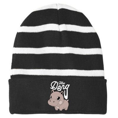 Cute Baby Hippo Moo Deng Cute Hippopotamus Moo Deng Striped Beanie with Solid Band