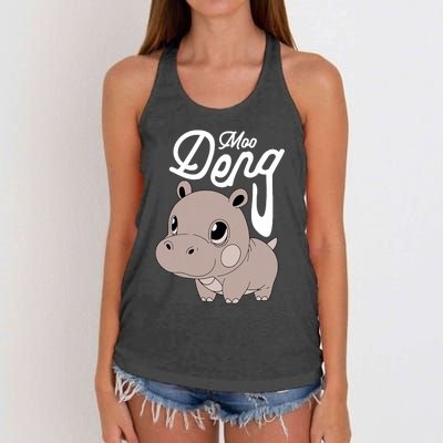 Cute Baby Hippo Moo Deng Cute Hippopotamus Moo Deng Women's Knotted Racerback Tank