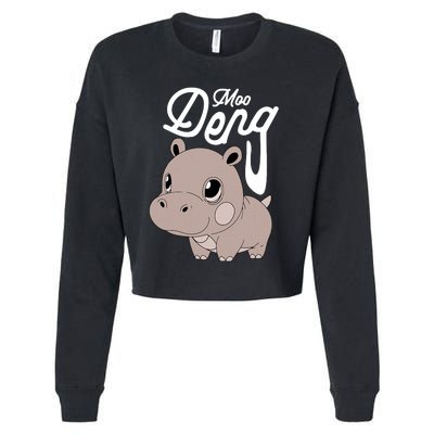 Cute Baby Hippo Moo Deng Cute Hippopotamus Moo Deng Cropped Pullover Crew