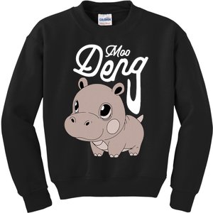 Cute Baby Hippo Moo Deng Cute Hippopotamus Moo Deng Kids Sweatshirt