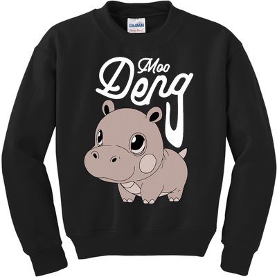 Cute Baby Hippo Moo Deng Cute Hippopotamus Moo Deng Kids Sweatshirt