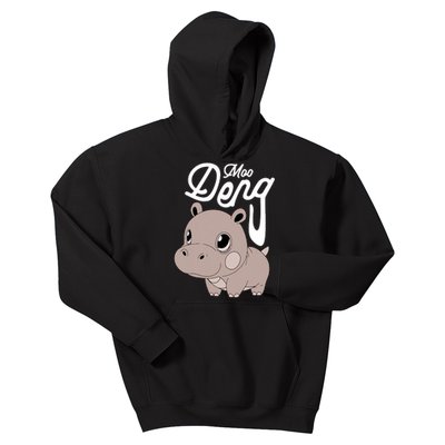 Cute Baby Hippo Moo Deng Cute Hippopotamus Moo Deng Kids Hoodie