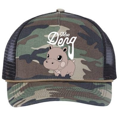 Cute Baby Hippo Moo Deng Cute Hippopotamus Moo Deng Retro Rope Trucker Hat Cap