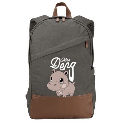 Cute Baby Hippo Moo Deng Cute Hippopotamus Moo Deng Cotton Canvas Backpack