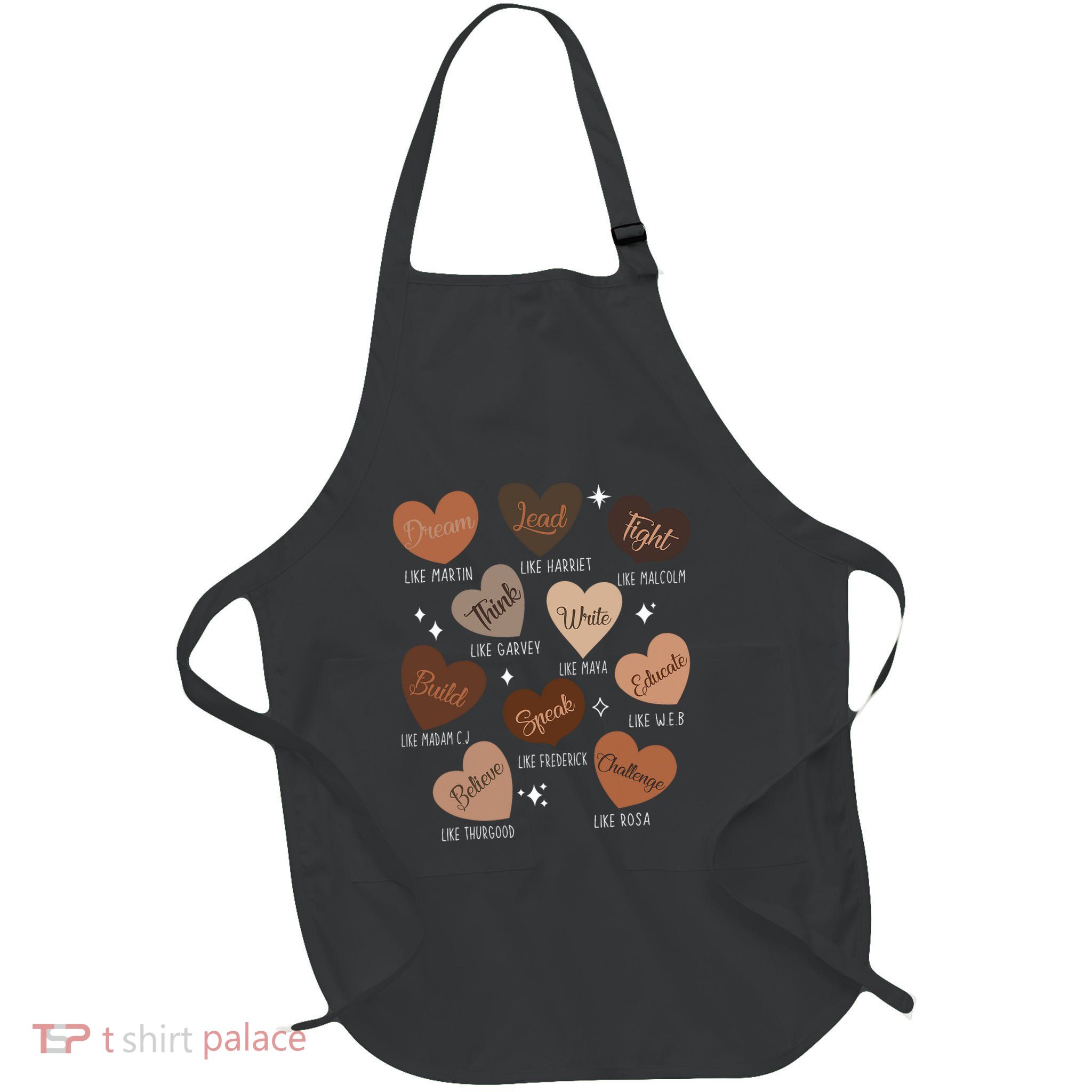 Celebrating Black History With Educated Leader Hearts Full-Length Apron With Pockets