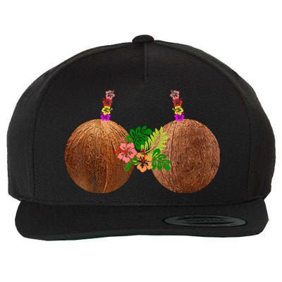 Coconut Bra Hawaii Luau Costume Funny Wool Snapback Cap