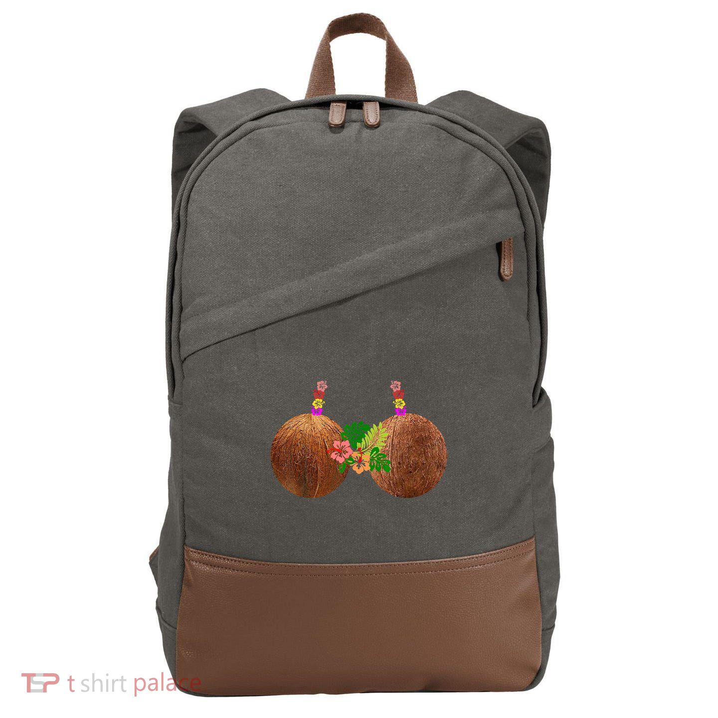 Coconut Bra Hawaii Luau Costume Funny Cotton Canvas Backpack