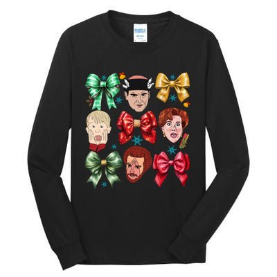 Coquette Bow Home Alone Christmas 90’S Comedy Tall Long Sleeve T-Shirt