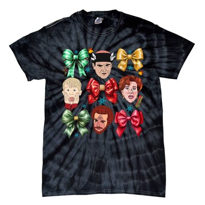 Coquette Bow Home Alone Christmas 90’S Comedy Tie-Dye T-Shirt