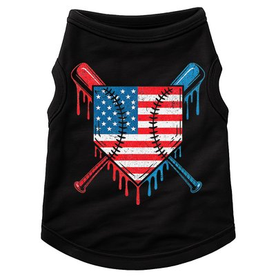 Cool Baseball Home Plate Drip Patriotic 4th Of July Doggie Tank