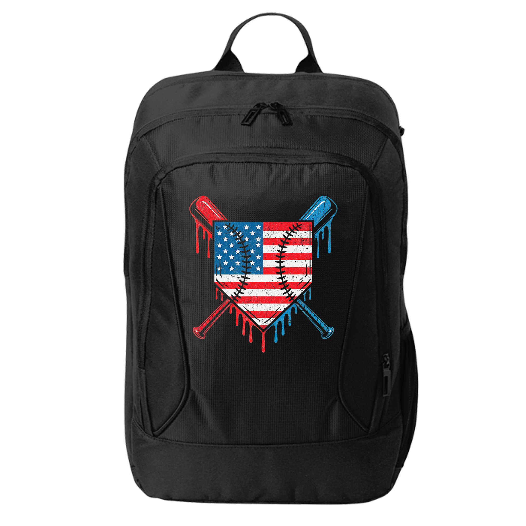 Cool Baseball Home Plate Drip Patriotic 4th Of July City Backpack
