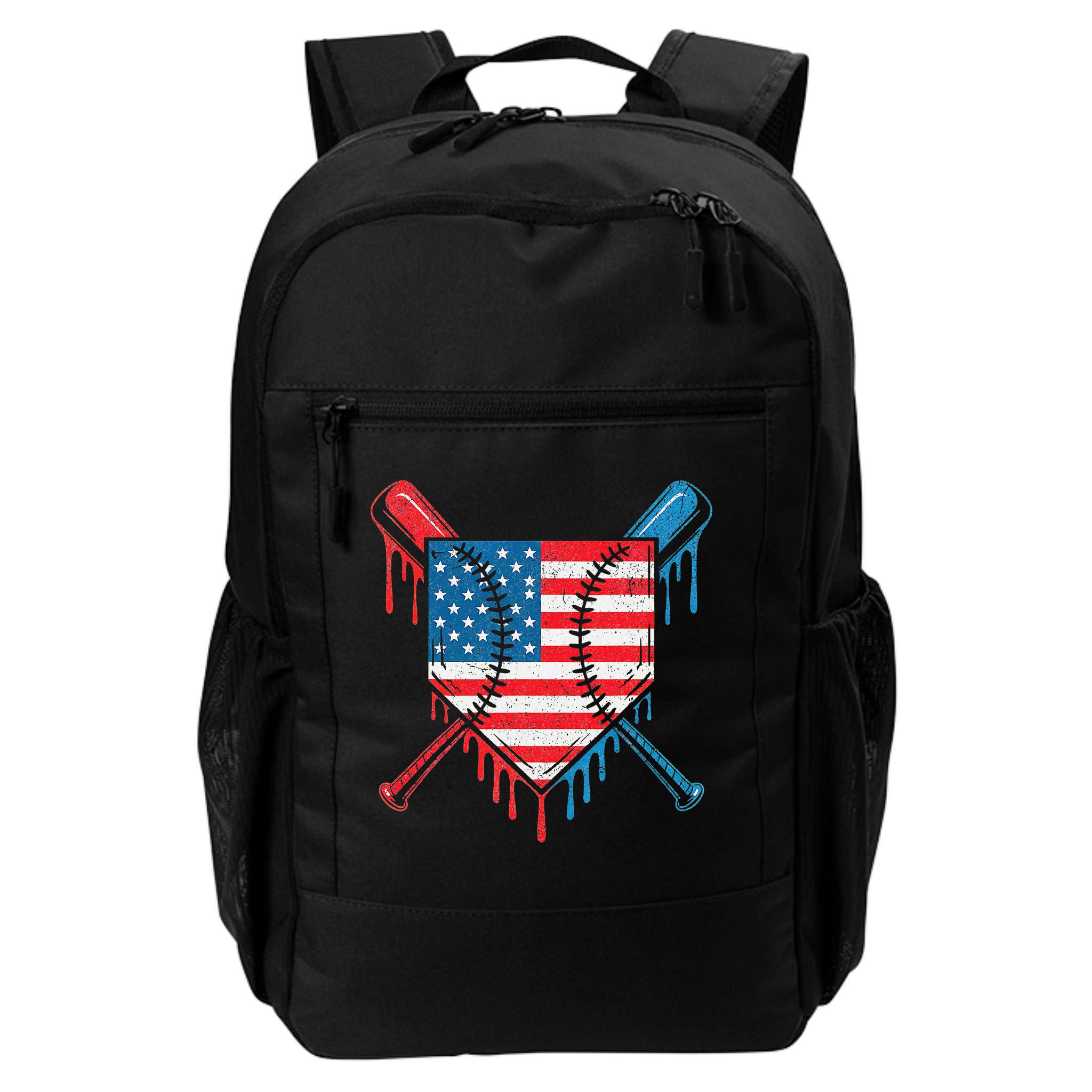 Cool Baseball Home Plate Drip Patriotic 4th Of July Backpack