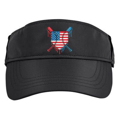 Cool Baseball Home Plate Drip Patriotic 4th Of July Adult Drive Performance Visor