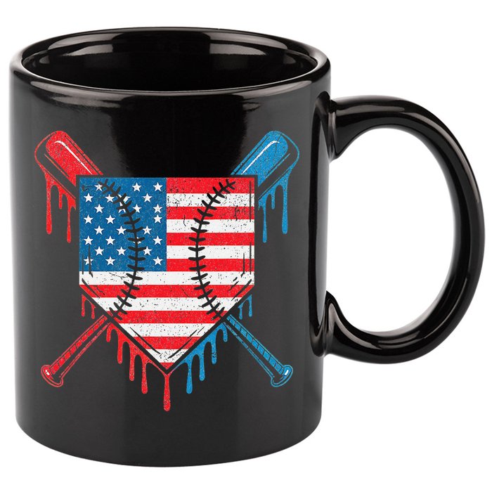 Cool Baseball Home Plate Drip Patriotic 4th Of July 11oz C Handle Ceramic Mug