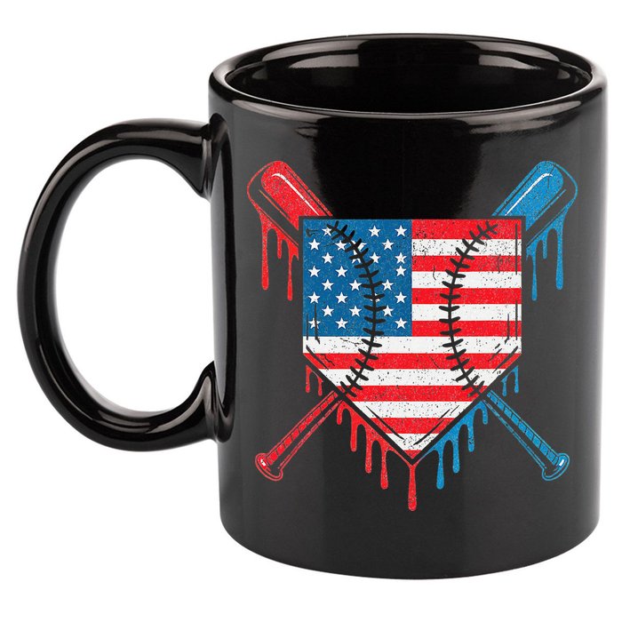 Cool Baseball Home Plate Drip Patriotic 4th Of July 11oz C Handle Ceramic Mug