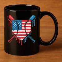 Cool Baseball Home Plate Drip Patriotic 4th Of July 11oz C Handle Ceramic Mug