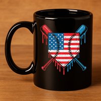 Cool Baseball Home Plate Drip Patriotic 4th Of July 11oz C Handle Ceramic Mug