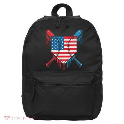 Cool Baseball Home Plate Drip Patriotic 4th Of July 16 in Basic Backpack