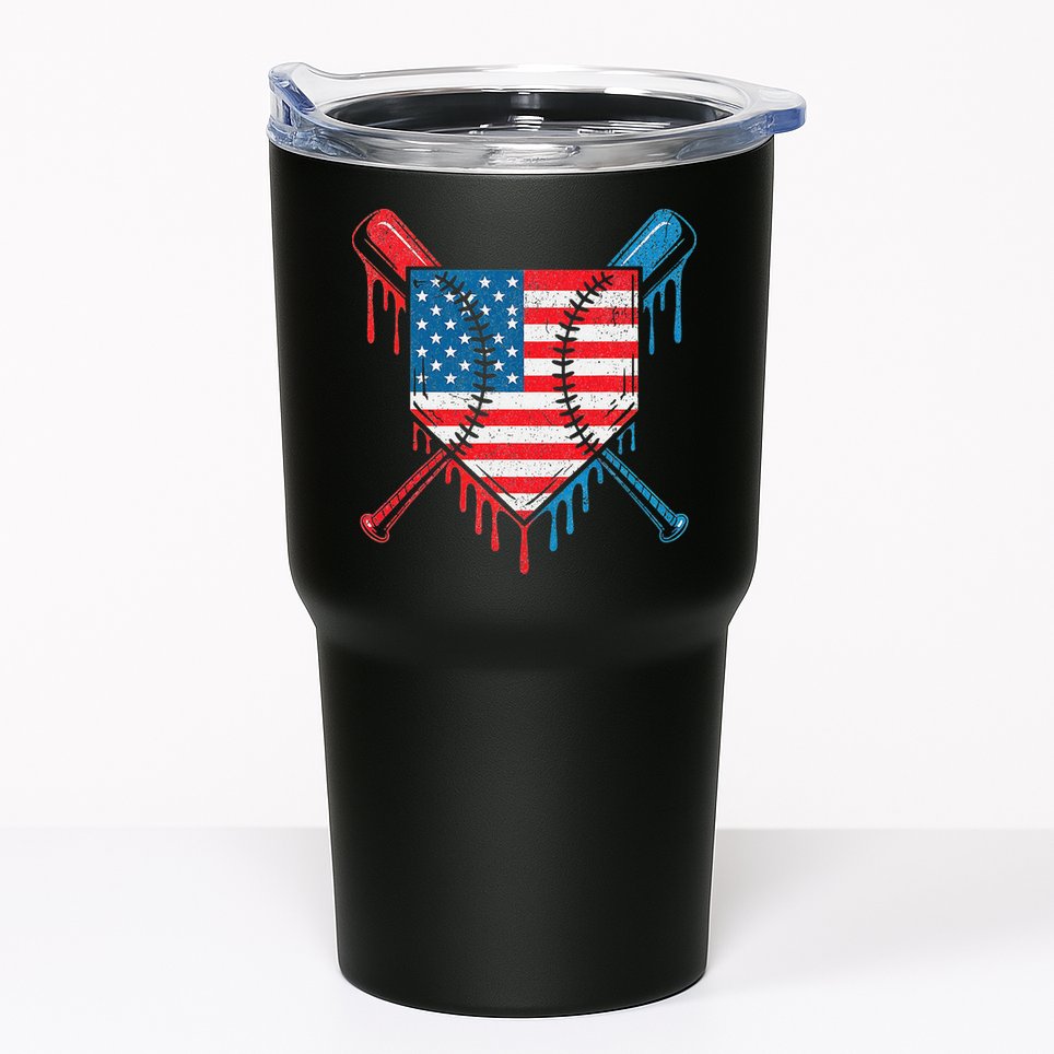 Cool Baseball Home Plate Drip Patriotic 4th Of July Tumbler