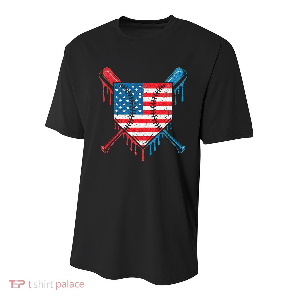 Cool Baseball Home Plate Drip Patriotic 4th Of July Youth Performance Sprint T-Shirt