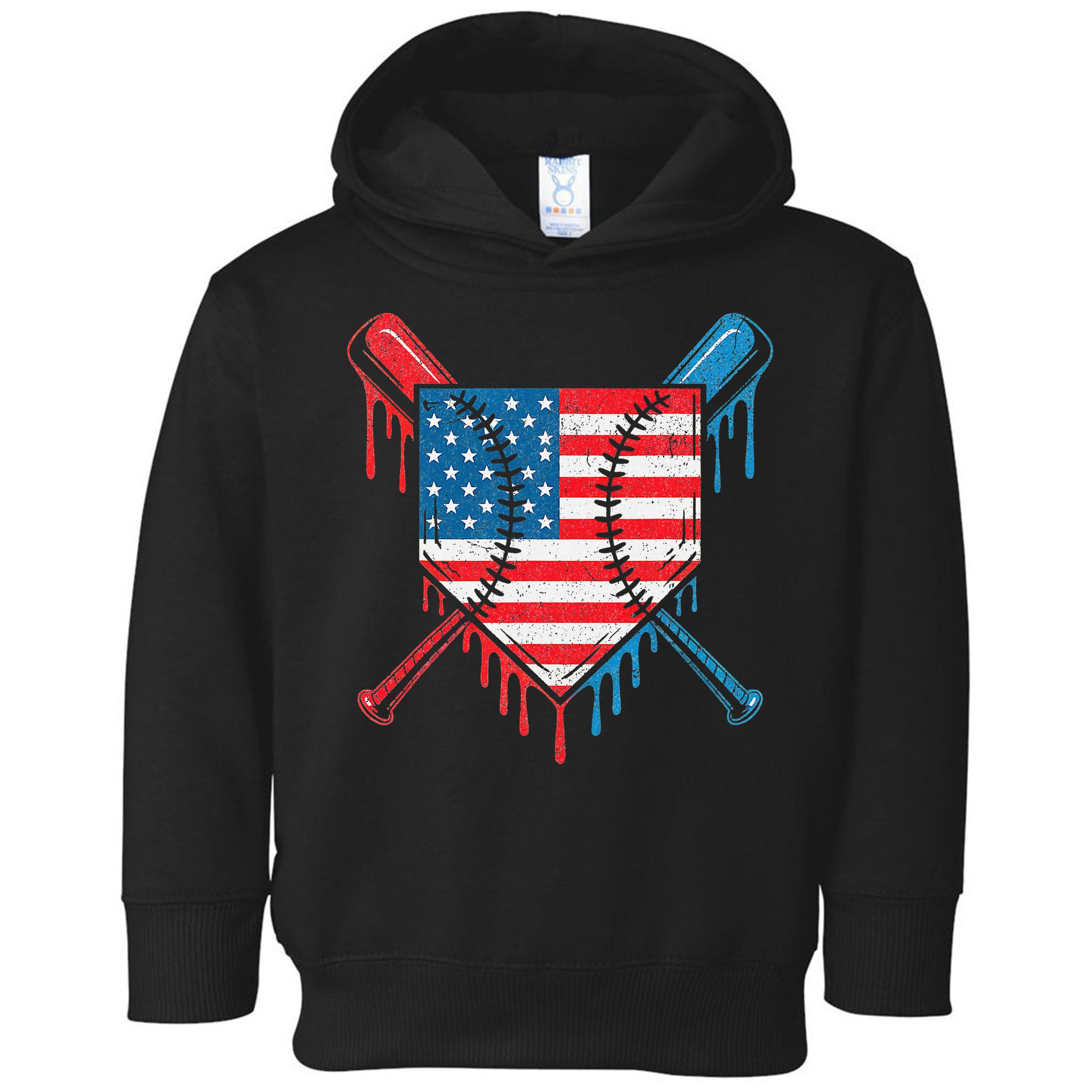 Cool Baseball Home Plate Drip Patriotic 4th Of July Toddler Hoodie