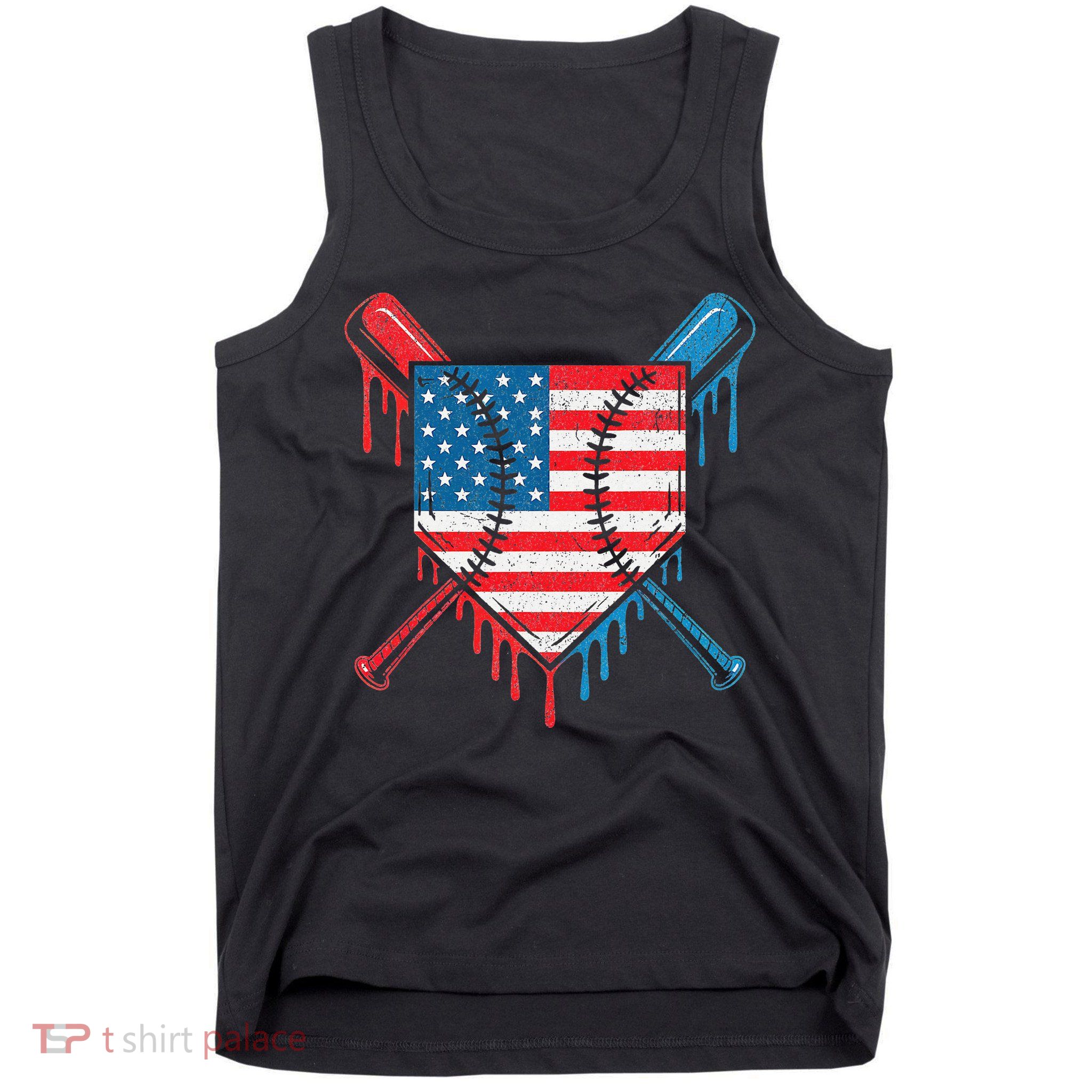 Cool Baseball Home Plate Drip Patriotic 4th Of July Tank Top
