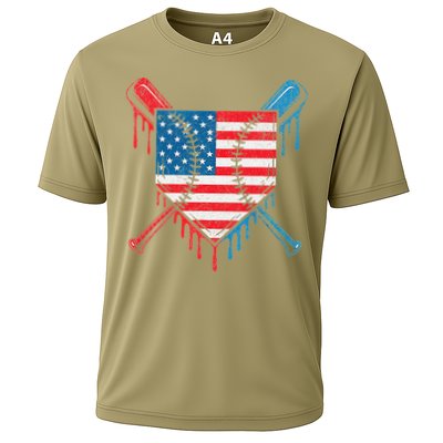 Cool Baseball Home Plate Drip Patriotic 4th Of July Performance Shirt