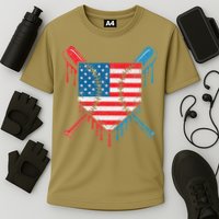 Cool Baseball Home Plate Drip Patriotic 4th Of July Cooling Performance Crew T-Shirt