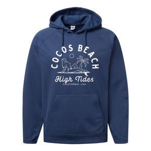 Cocos Beach High Tides California Usa Performance Fleece Hoodie