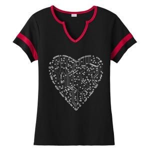 Circuit Board Heart Ladies Halftime Notch Neck Tee