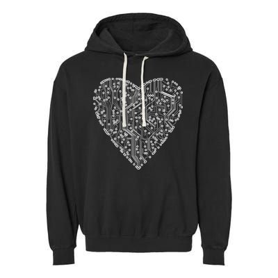 Circuit Board Heart Garment-Dyed Fleece Hoodie