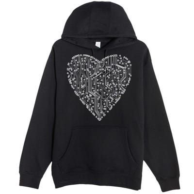 Circuit Board Heart Premium Pullover Hoodie