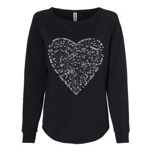 Circuit Board Heart Womens California Wash Sweatshirt