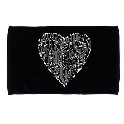 Circuit Board Heart Microfiber Hand Towel
