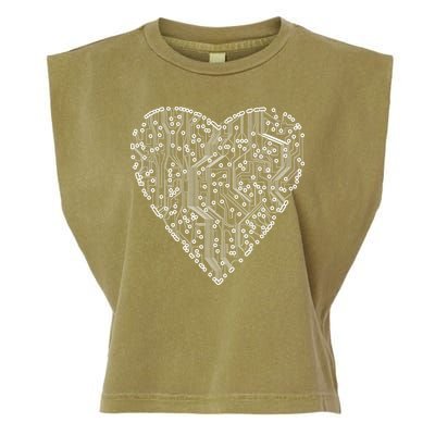 Circuit Board Heart Garment-Dyed Women's Muscle Tee