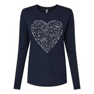 Circuit Board Heart Womens Cotton Relaxed Long Sleeve T-Shirt