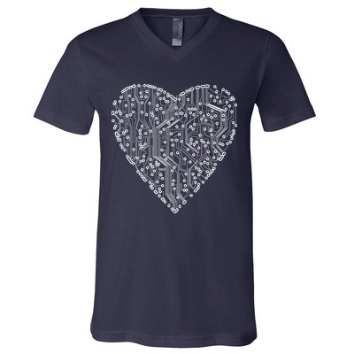 Circuit Board Heart V-Neck T-Shirt