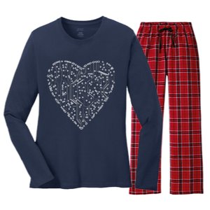 Circuit Board Heart Women's Long Sleeve Flannel Pajama Set 