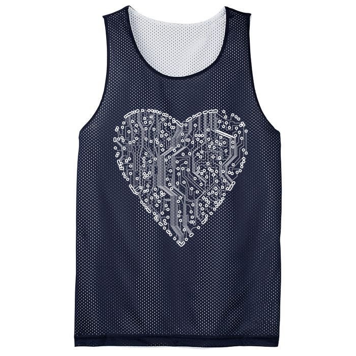 Circuit Board Heart Mesh Reversible Basketball Jersey Tank