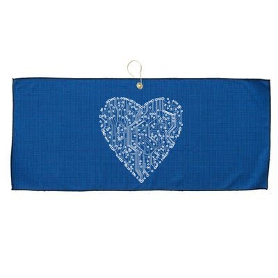 Circuit Board Heart Large Microfiber Waffle Golf Towel