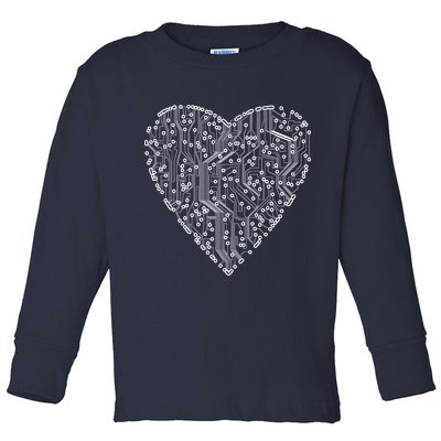 Circuit Board Heart Toddler Long Sleeve Shirt