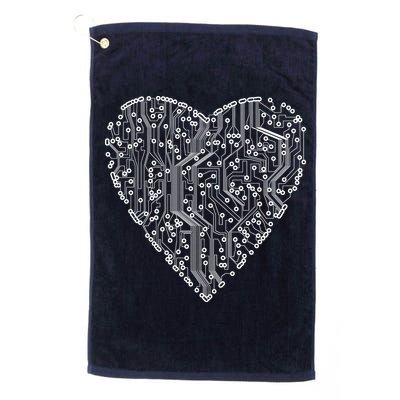 Circuit Board Heart Golf Towel