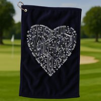 Circuit Board Heart Golf Towel