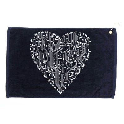 Circuit Board Heart Grommeted Golf Towel