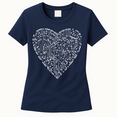 Circuit Board Heart Womens T-Shirt