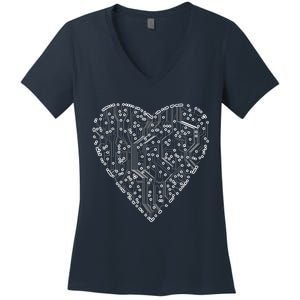 Circuit Board Heart Women's V-Neck T-Shirt