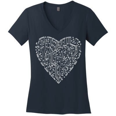 Circuit Board Heart Women's V-Neck T-Shirt