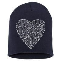 Circuit Board Heart Short Acrylic Beanie