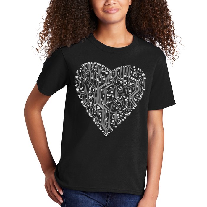 Circuit Board Heart Kids T-Shirt